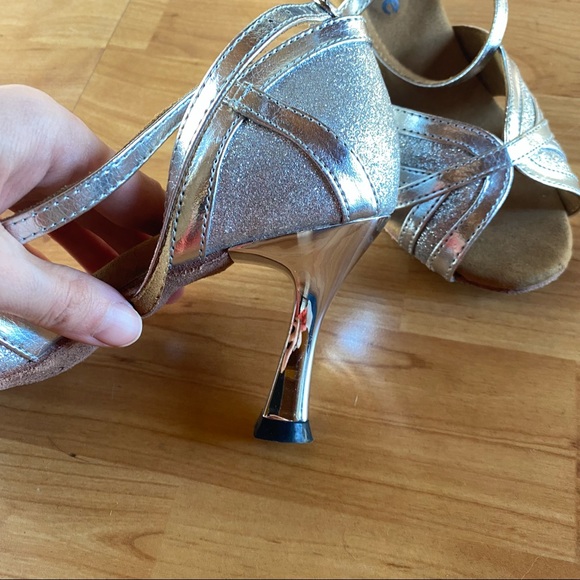 Silver Metallic & Sparkle Ballroom Heels - Picture 4 of 9